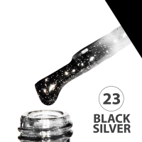 IRISK professional, Финиш каучуковый цветной без липкого слоя Rubber French Top No Cleanser 23 Black Silver, 10 мл