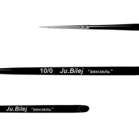 Roubloff, Кисть синтетика имитация колонка, Вензель-10/0, ручка черная с скосом
