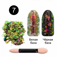 Кристалл Nails, Втирка для ногтей + аппликатор, Юки, №07 розово-зелёный