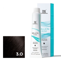 TNL, Крем-краска для волос Million Gloss оттенок 3.0 Темный коричневый, 100 мл
