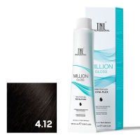 TNL, Крем-краска для волос Million Gloss оттенок 4.12 Коричневый пепельный перламутровый , 100 мл