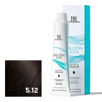 TNL, Крем-краска для волос Million Gloss оттенок 5.12 Светлый коричневый пепельный перламутр., 100 мл