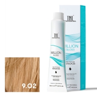 TNL, Крем-краска для волос Million Gloss оттенок 9.02 Очень светлый блонд прозрачный фиолетовый, 100 мл